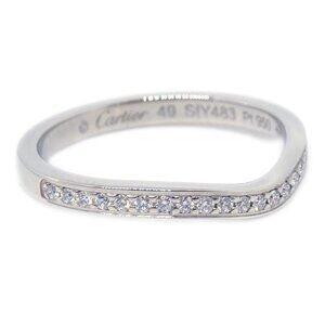Cartier Ballerina Curved Half Eternity Ring Pt950 Diamond #49 #9 SIY483 176062